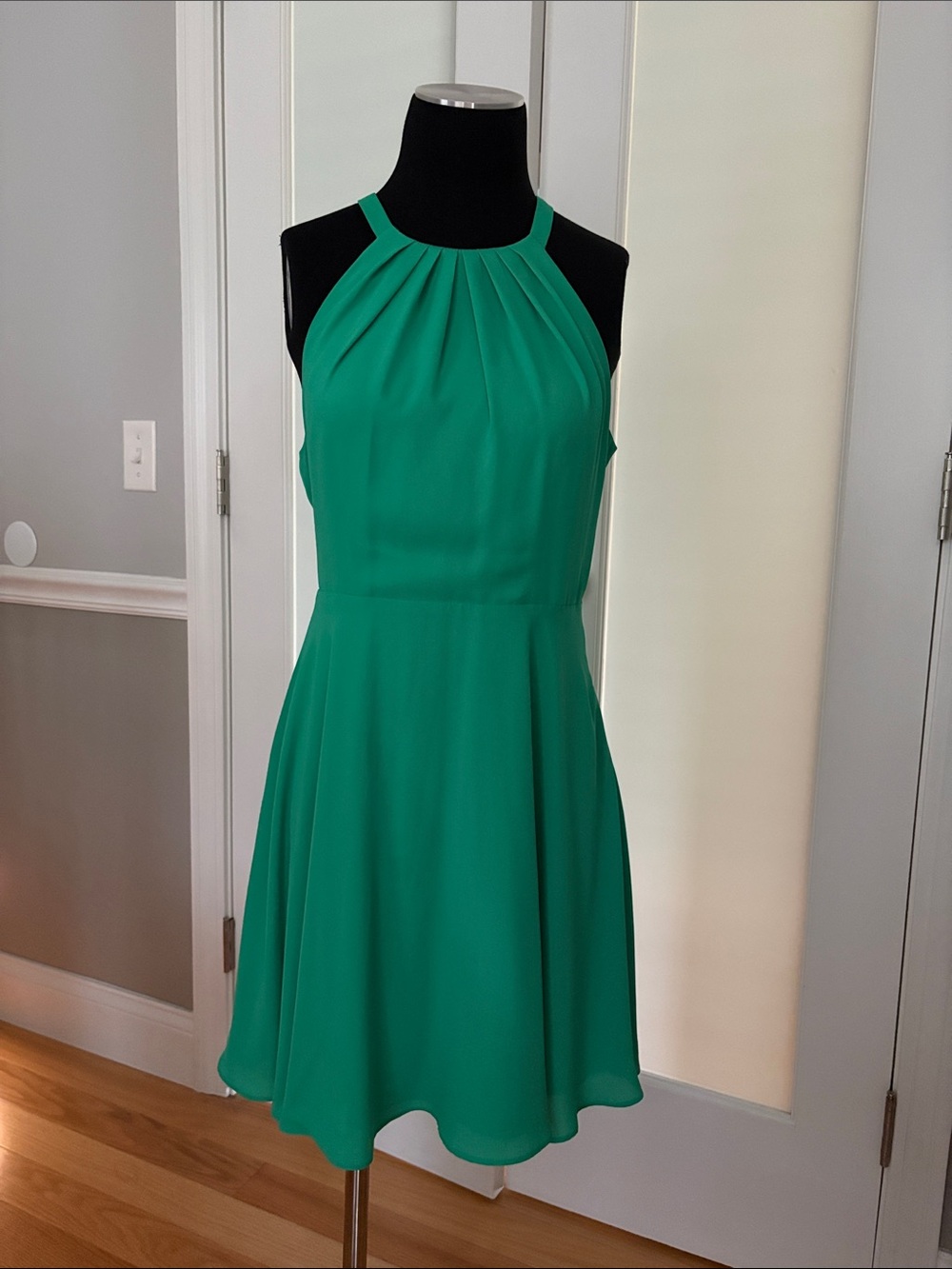 Express Green Halter Pleated Dress
